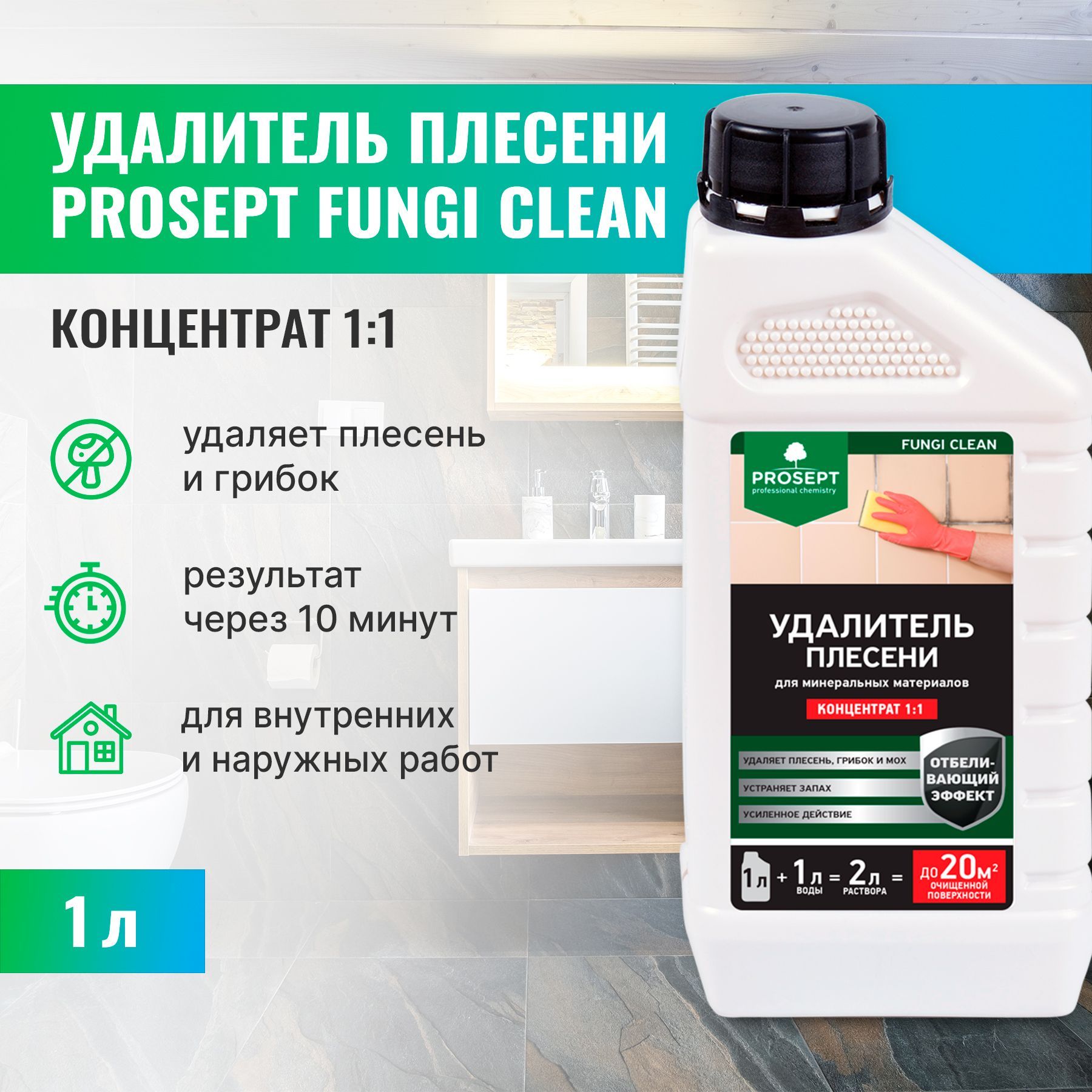 Удалительплесени,антиплесеньPROSEPTFUNGICLEANконцентрат1:11л