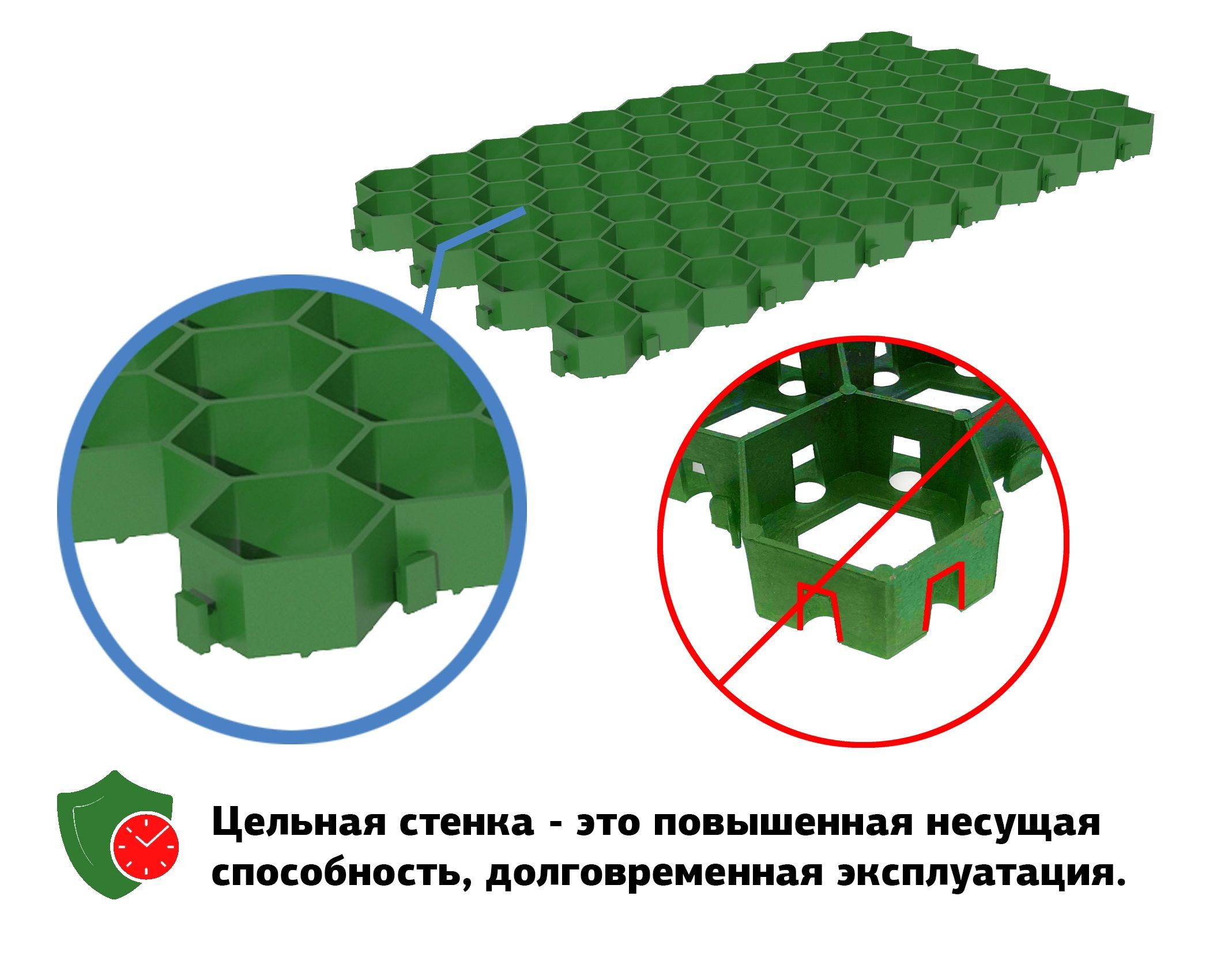 Решетка газонная Gidrolica Eco Standart 70х40x3.2 см цвет зелёный