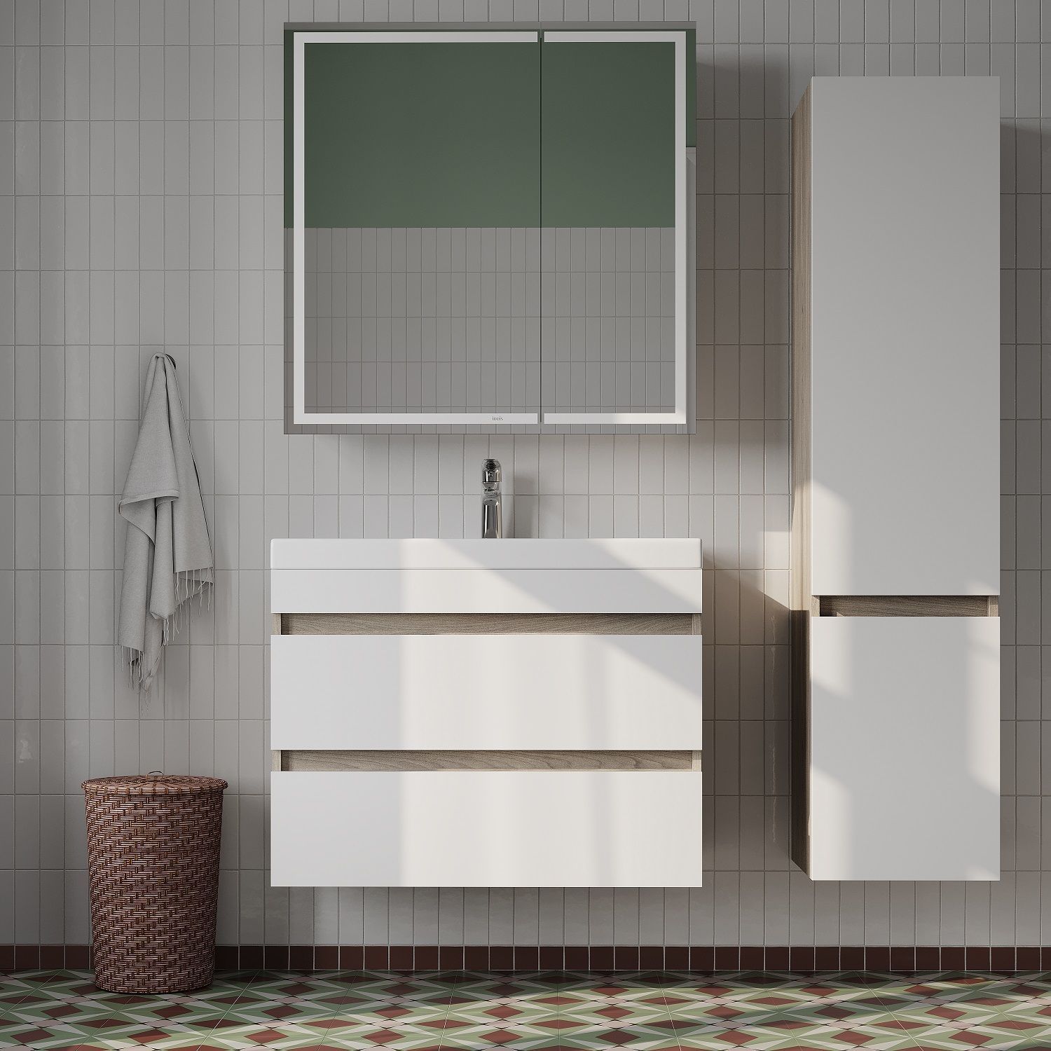 Фото товара на маркетплейсе ozon Шкаф-зеркало с подсветкой IDDIS, 80 см, Zodiac, ZOD8000i99