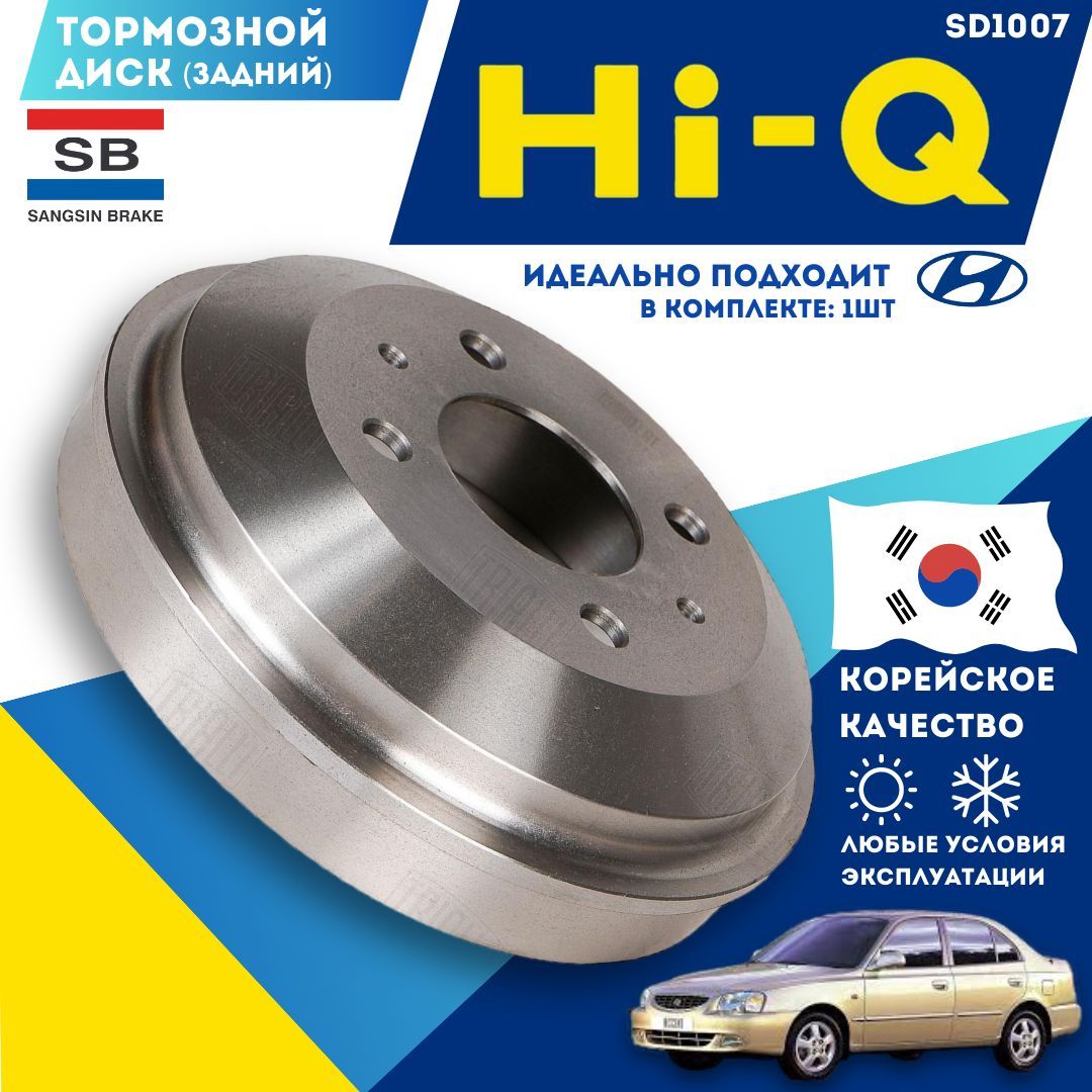 Барабан Тормозной Хендай Акцент ТаГаз Задний Sangsin Hi-Q SD1007 OEM  5841125010 - купить по низкой цене в интернет-магазине OZON (1097512301)