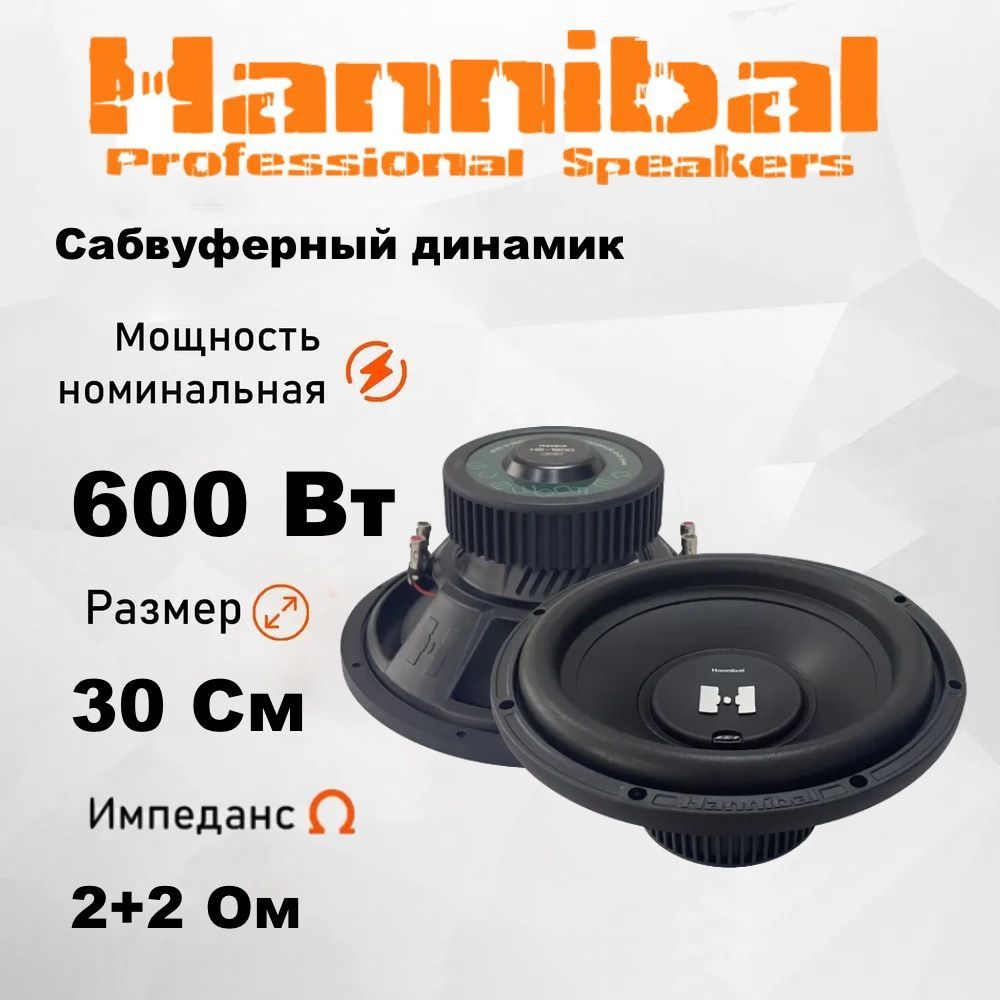 Сабвуферный динамик Alphard Hannibal HS-1200 12 Сабвуфер автомобильный -  купить по выгодной цене в интернет-магазине OZON, гарантия 12 месяцев  (1190975232)