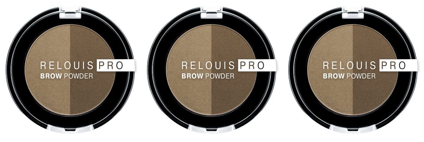 Relouis Тени для бровей Pro Brow Powder, тон №01 Blonde, 3 г, 3 шт