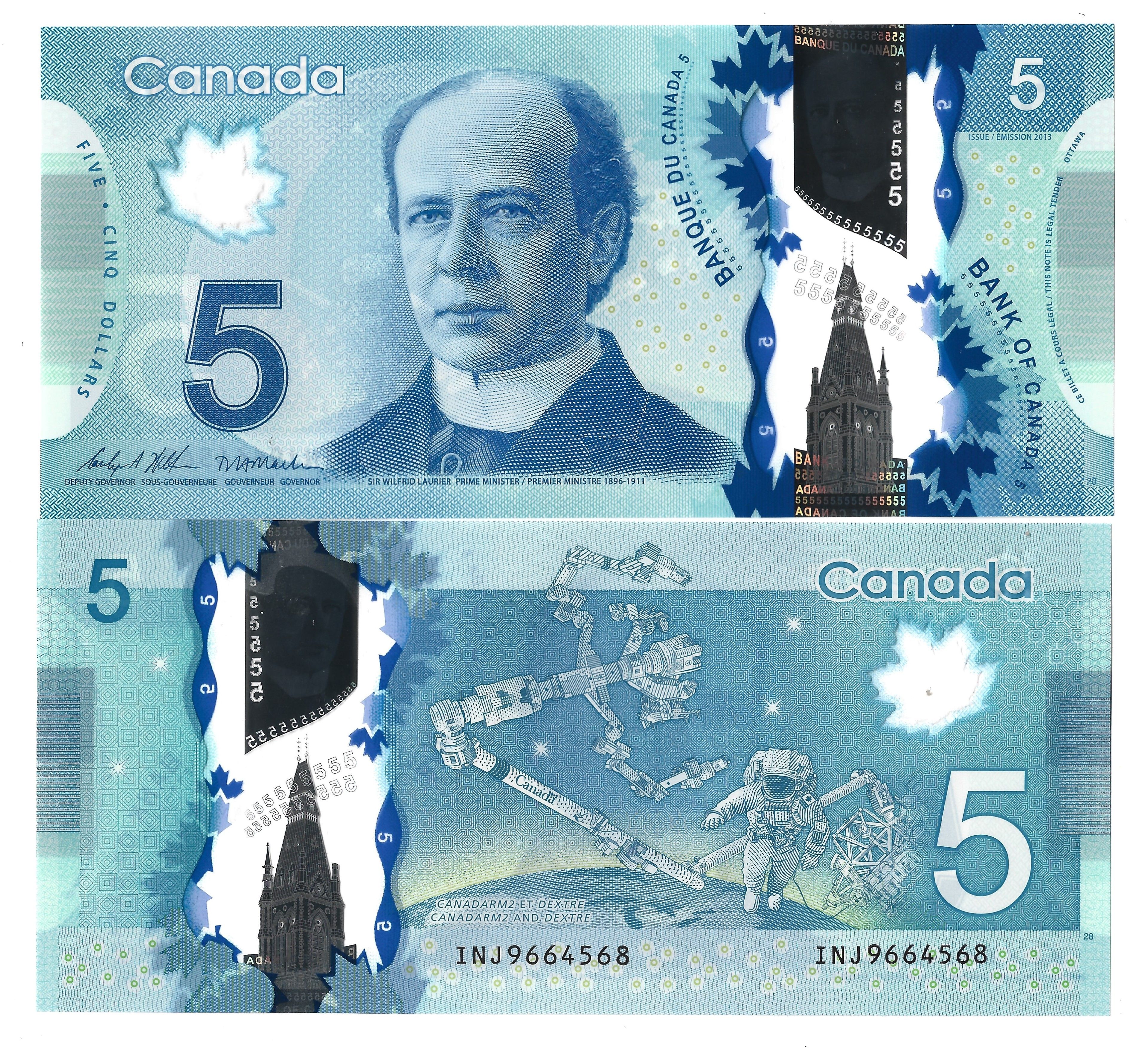 Сколько сегодня 5 долларов. Банкноты Канады 5 долларов. 5 Канадских долларов. 5 Канадских долларов банкнота. Денежные знаки Канады.