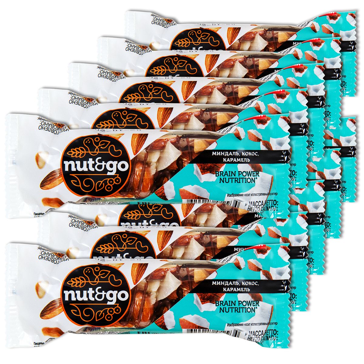 Ореховый батончик Nut&Go миндаль и кокос, 36 г, 10 шт.