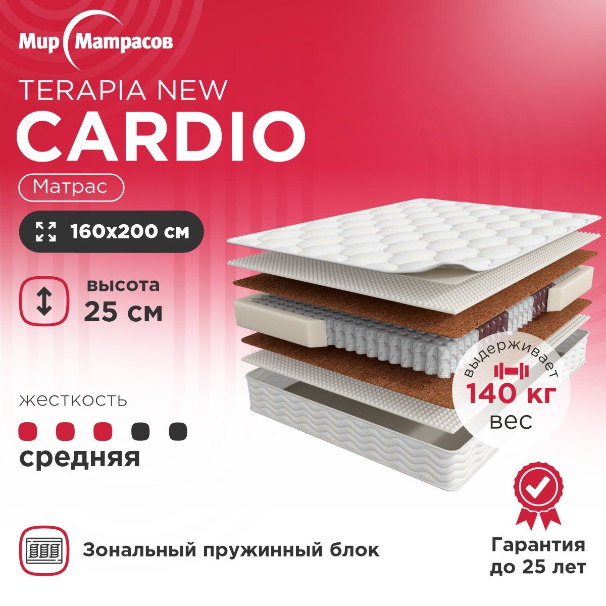 МатрасанатомическийTerapiaNewCardio,Зональныйблок160x200см