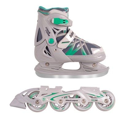 Коньки раздвижные ледовые Black Aqua