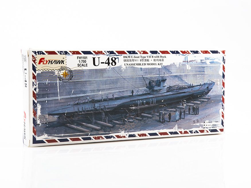 Сборная модель судна FLY HAWK MODEL DKM U-Boat Type VII B U-48, масштаб 1/700