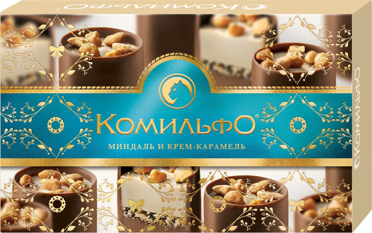 Конфеты шоколадные в коробке Комильфо, миндаль и крем-карамель, с  двухслойной начинкой, 116 г