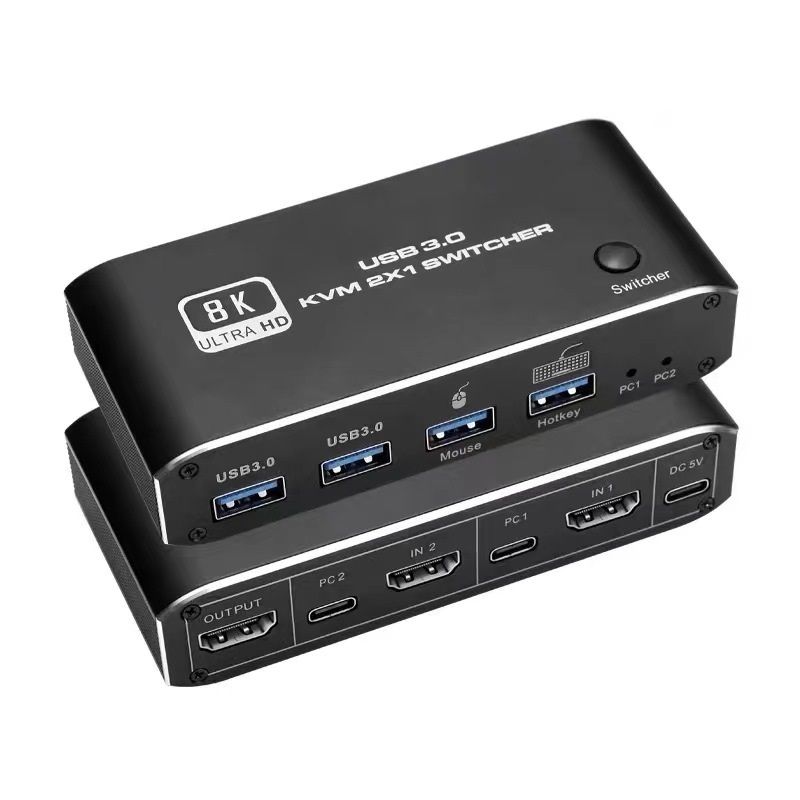 HDMI 2.1 USB KVM-коммутатор 8K 60 Гц Switcher c 4 USB 3.0 с горячими клавишами