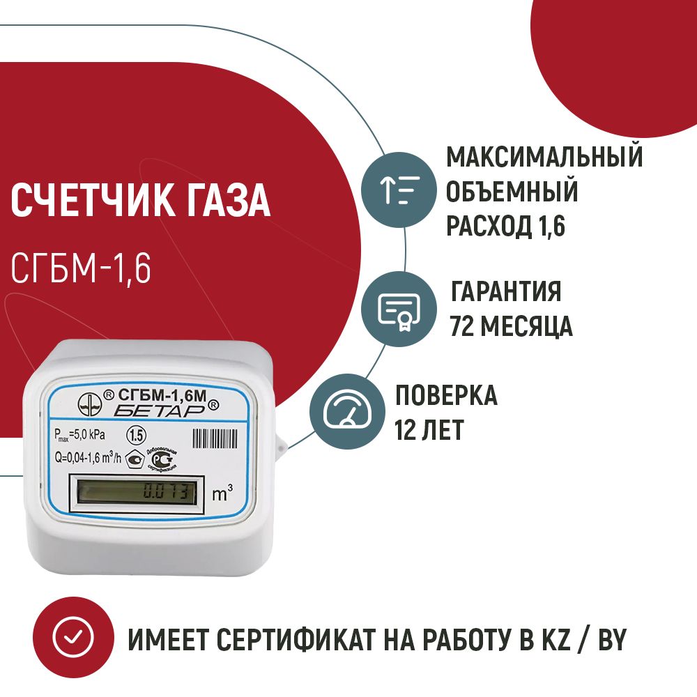 Бетар Счетчик газа Струйный, G1.6 - купить с доставкой по выгодным ценам в  интернет-магазине OZON (418939120)