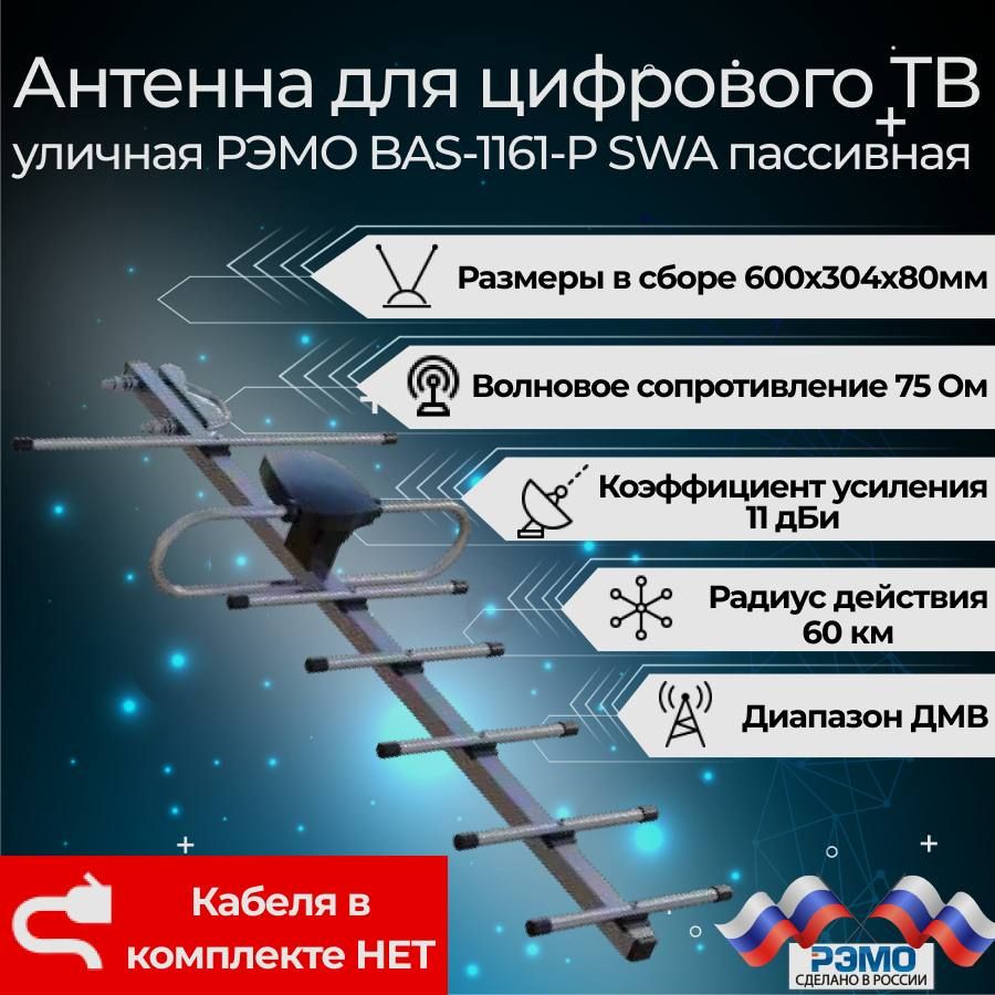 Антенна комнатная ДМВ для DVB-T2 