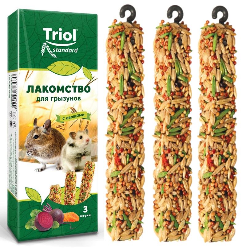 Лакомство для грызунов с овощами (уп. 3 шт), 80г, Triol Standard