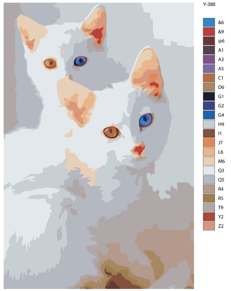 Картина по номерам Y-386 "Белые кошки с гетерохромией" 40х60  #1
