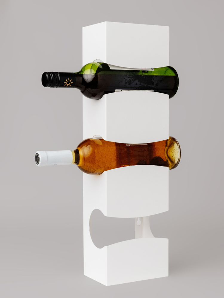 Подставка для бутылок декоративная / бутылочница для вина 3 секции белая  #1