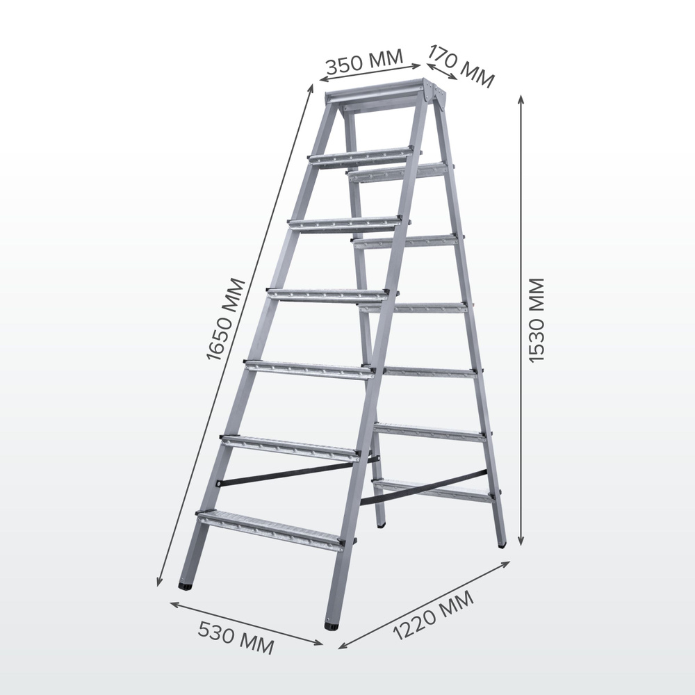 Стремянка стальная 2x7 двухсторонняя Новая Высота NV1160. #1