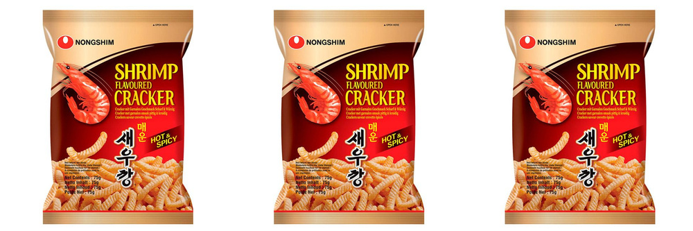 Nongshim Чипсы креветочные запеченые острые, 75 г, 3 уп #1