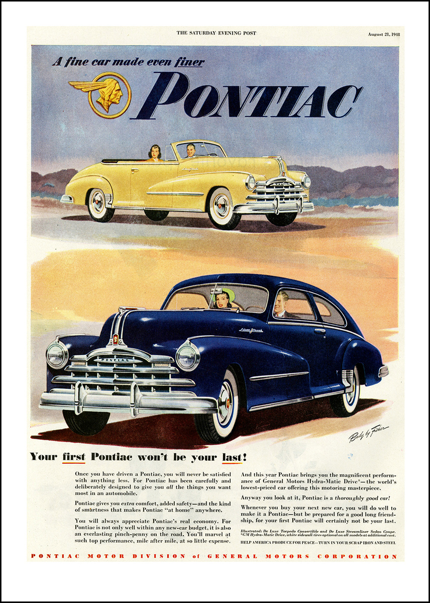 Интерьерный винтажный постер (плакат) на бумаге Реклама машин 30х годов ...