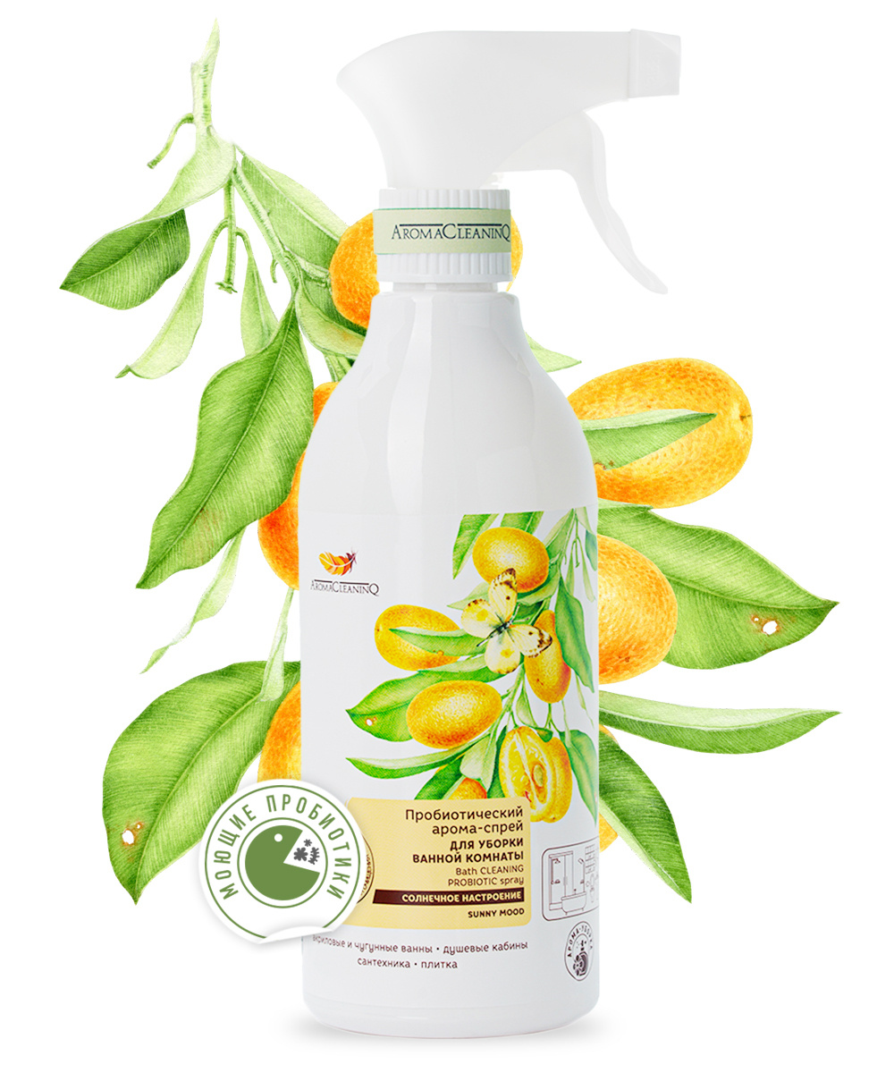 Пробиотический арома-спрей для уборки ванной комнаты AromaCleaninQ "Солнечное настроение", 500 мл  #1