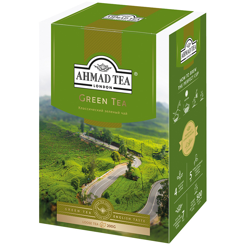 Чай Ahmad Tea "Green Tea", зеленый, листовой, 200г #1