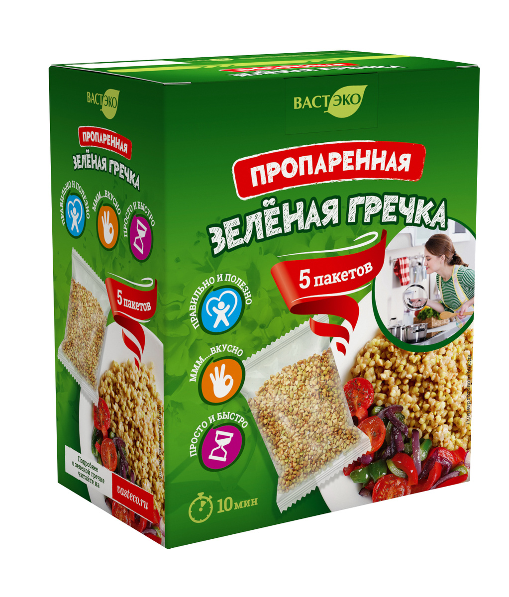 Пропаренная зелёная гречка (в варочных пакетах), 350 г — купить в ...