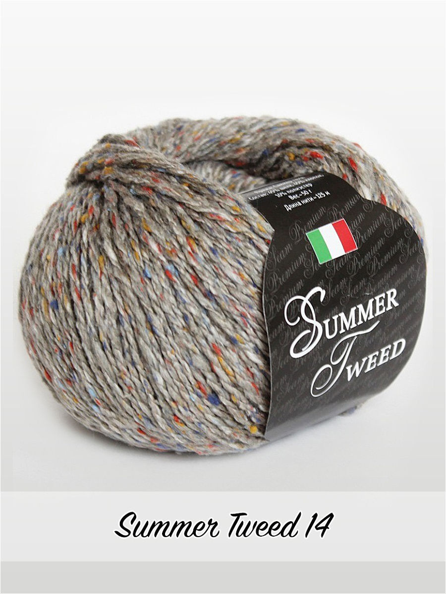 Пряжа Seam Summer Tweed Цвет. 14 (2 шт) серый, шелк - 45%, хлопок - 45%, полиэстер - 10%  #1