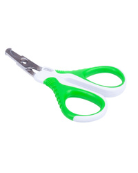 Когтерез-ножницы (когтерезка) для стрижки когтей животных "STEFAN",  бело-зеленый, изогнутый, малый, GXS018. ГРУМИНГ 