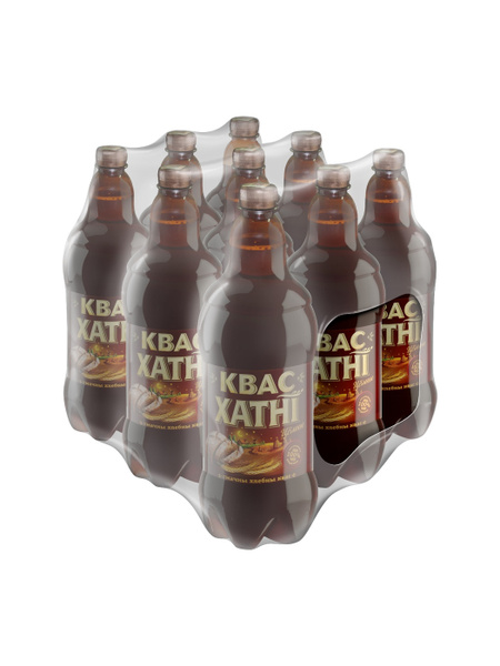 Квас ХАТНI, ЦЁМНЫ, пастеризованный, квас брожения в бутылке, 9 х 1,4 л ...