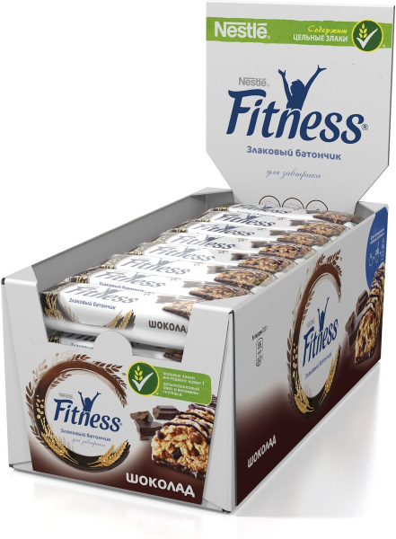 Nestle Fitness Батончик с цельными злаками и шоколадом, 24 шт по 23,5 г ...