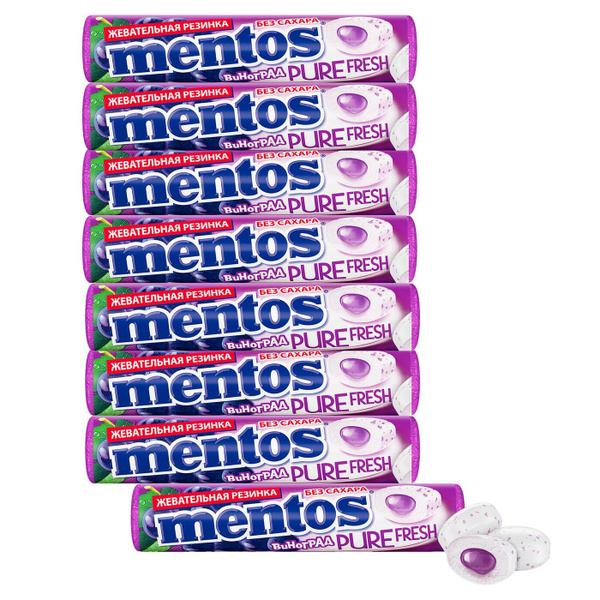 Жевательная резинка Mentos Pure Fresh Виноград, 8шт по 15,5г купить на ...
