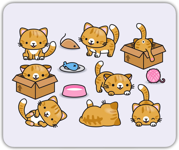 Резиновый коврик для мыши "Жизнь маленького котёнка" (24 x 20 см x 3 мм ...