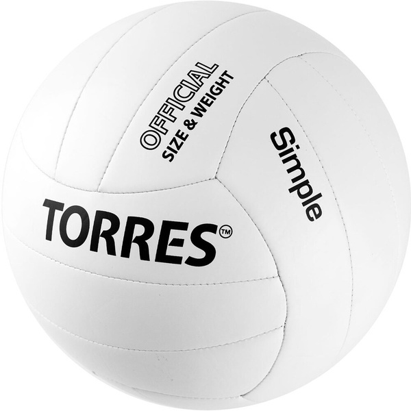 Мяч волейбольный TORRES Simple, 5 размер, белый купить c доставкой на ...