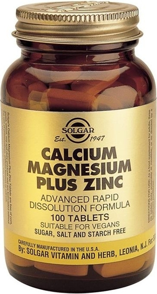 Solgar, Calcium Magnesium Plus Zinc "Кальций-Магний-Цинк", 100 таблеток ...
