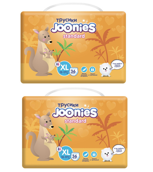 Joonies Подгузники-трусики Standard размер XL (12-17 кг) 36 шт x 2 шт ...