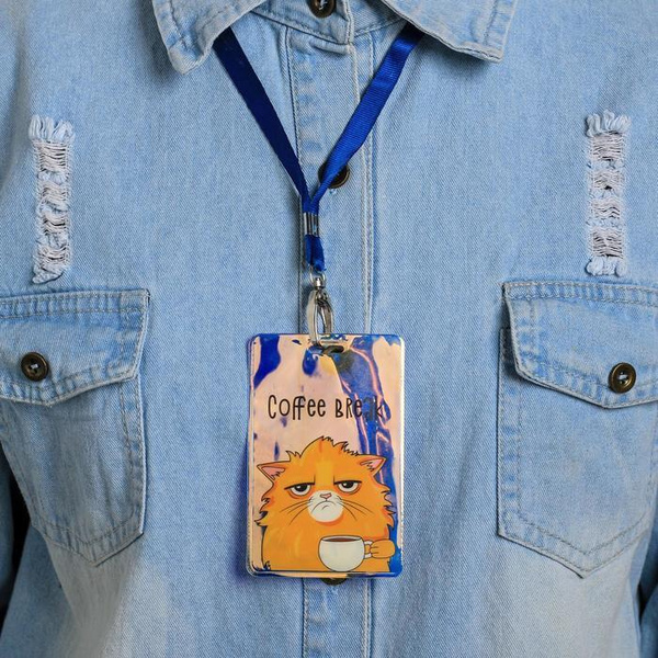 Чехол для бейджика голографический Coffee break - купить с доставкой по ...