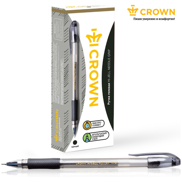 Гелевые ручки черные Crown 12 штук - купить с доставкой по выгодным ...