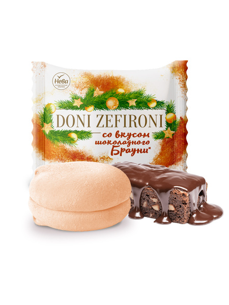 Зефир со вкусом шоколадного брауни DONI ZEFIRONI, 35 гр. по 36 шт. В ...