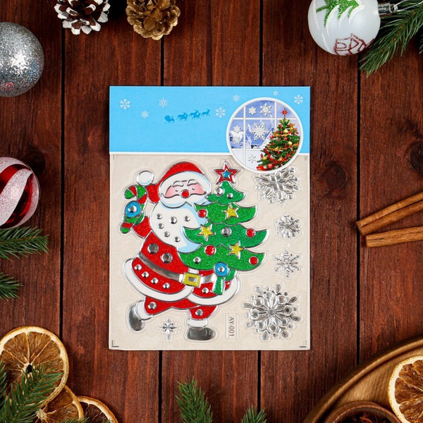 Новогодние наклейки на окна Ozon