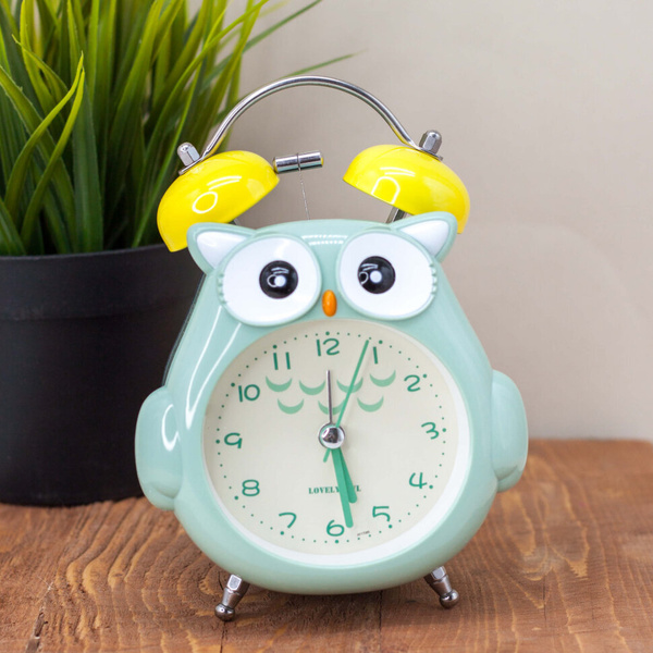 Часы настольные механические с будильником Owl, green - купить в ...