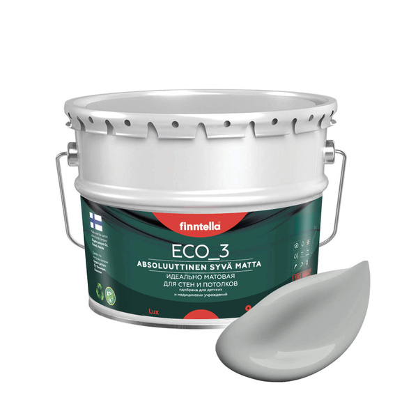 Краска FINNTELLA матовая для стен моющаяся ECO 3, для обоев под ...