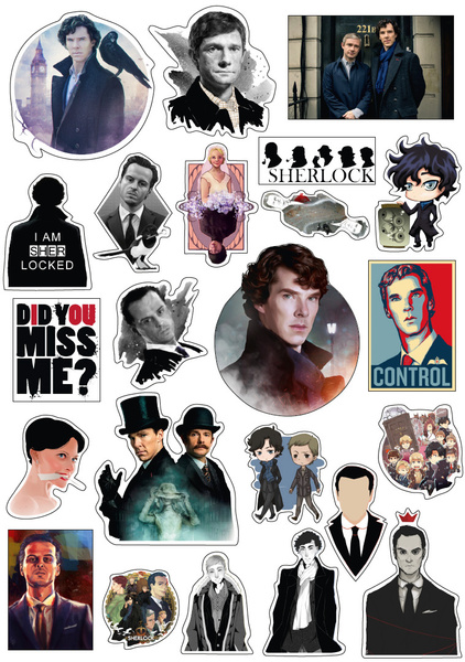 Виниловые наклейки стикеры по сериалу Шерлок Sherlock на листе формата ...