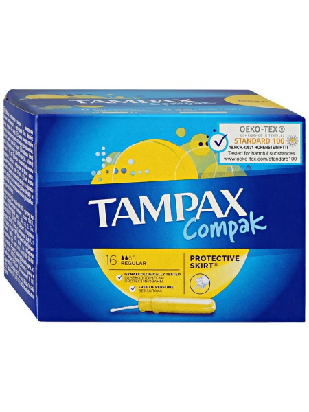 Тампоны Tampax Compak Regular, 16 шт. - купить с доставкой по выгодным ...