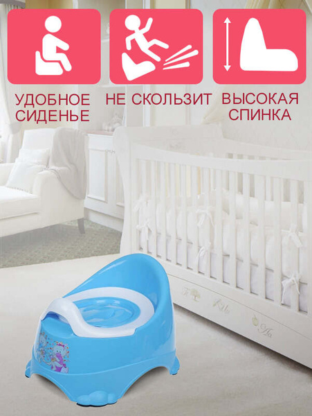 Горшок детский со спинкой Бейби-Комфорт ,голубой, 24*35*23,5 см , DD ...