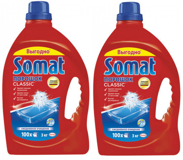 Somat,  порошок для посудомоечных машин, 3 кг, 2 бутылки. -  .