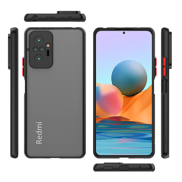 Чехол для Xiaomi Redmi Note 10 Pro с защитой камеры, черный / Матовый ...