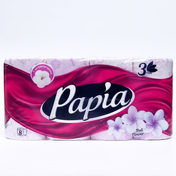 Туалетная бумага Papia Bali Flower, 3 слоя, 8 рулонов - купить с ...