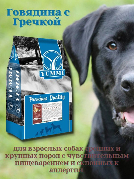 Сухой корм премиум класса для собак YUMMI Говядина & гречка 14 кг (юмми ...