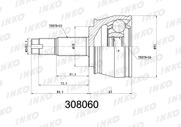 ШРУС внешний 25/21, перед  — 380061