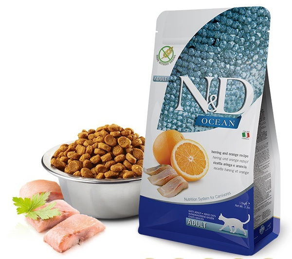 Корм сухой FARMINA N&D OCEAN CAT HERRING AND ORANGE ADULT 1.5KG ...