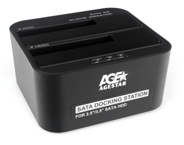 Докстанция USB 3.0 2,5/3,5 HDD/SSD SATA AgeStar 3UBT6-6G (BLACK), UASP ...
