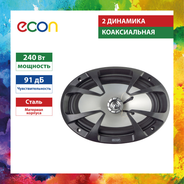 Колонки для авто ECON 2-х полосные, коаксиальные, 6х9 дюймов - купить с ...